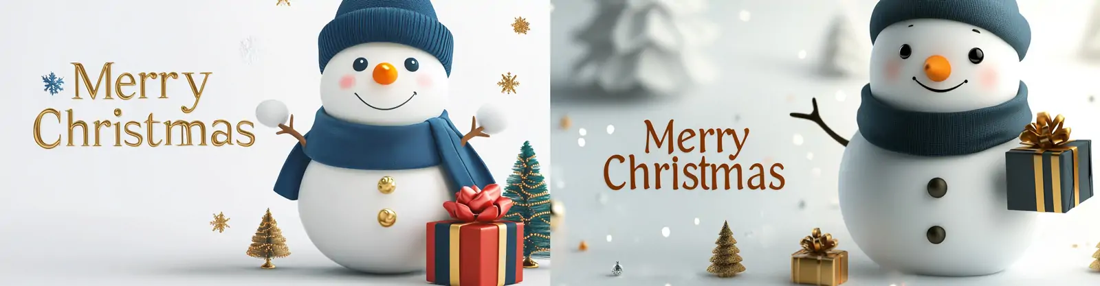 3D立体卡通冬天圣诞节雪人礼物插图海报midjourney关键词咒语