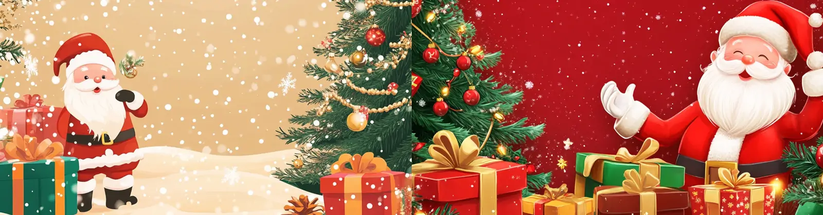 3D立体可爱卡通冬天圣诞节圣诞老人礼物装饰插图海报背景midjourney关键词咒语