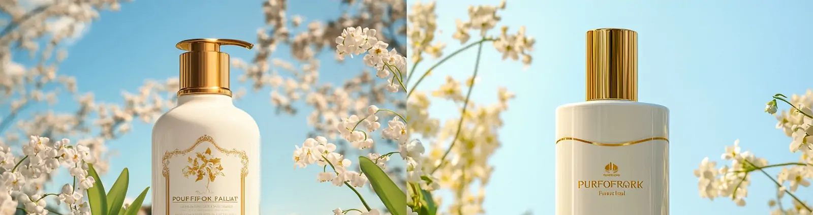 天然植物小苍兰洗发水洗护产品鲜花场景产品广告摄影海报midjourney关键词咒语