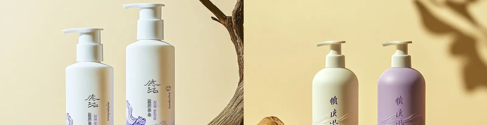 中国风紫色洗发水洗护产品广告摄影海报midjourney关键词咒语