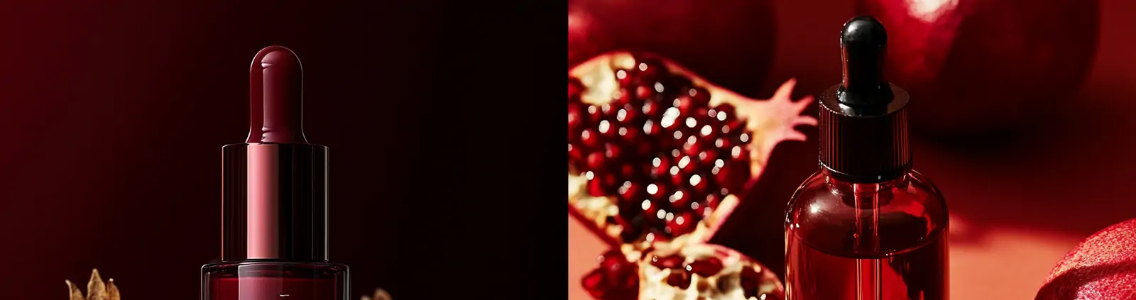 红色红石榴化妆品护肤品精油精华产品广告摄影海报midjourney关键词咒语