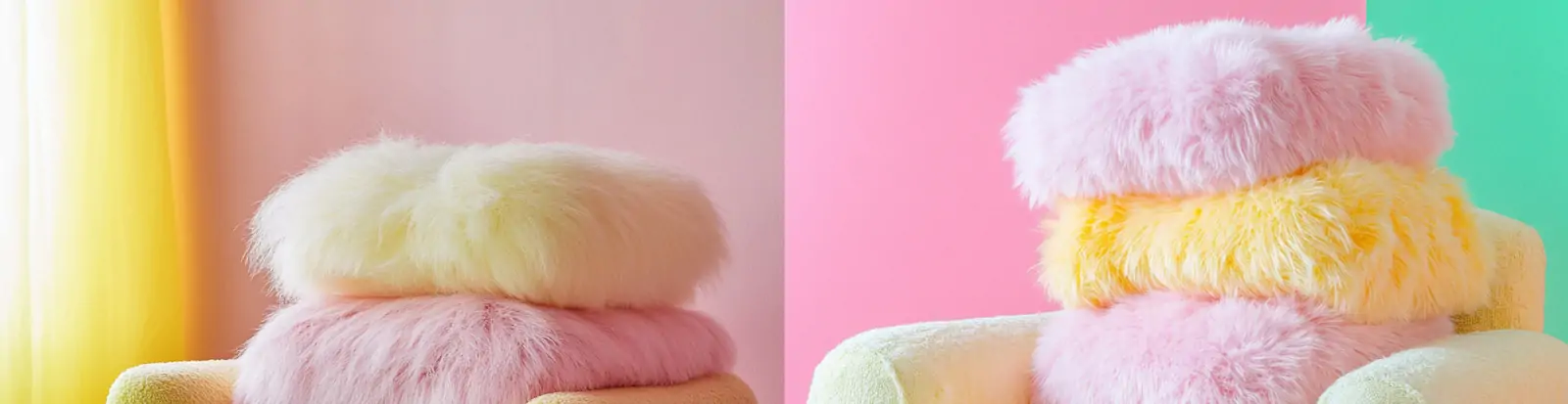 可爱彩色粉彩毛绒沙发家居装饰产品立体摄影海报midjourney关键词咒语