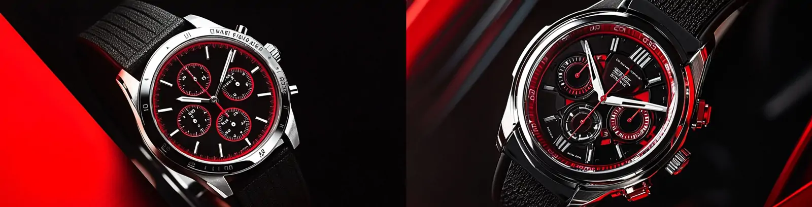 高端手表产品红黑主题场景摄影海报midjourney关键词咒语