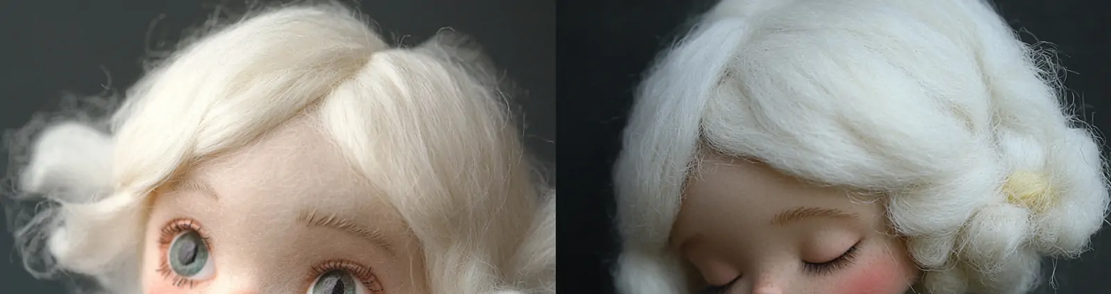 可爱卡通白头发女孩羊毛毡玩具手工艺品艺术产品海报midjourney关键词咒语