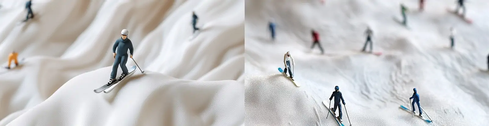 创意白色冬天滑雪微型景观摄影海报midjourney关键词咒语