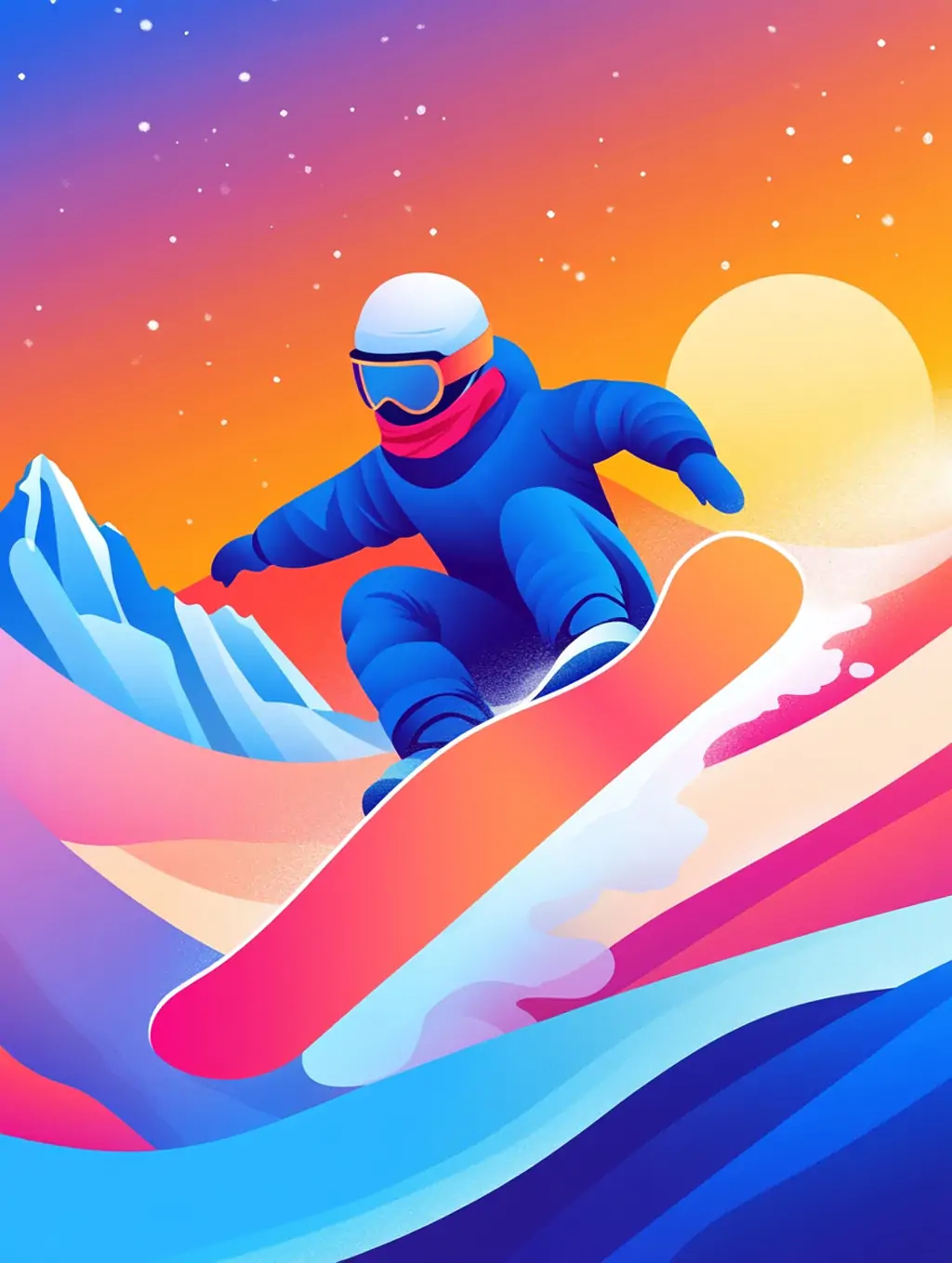 Midjourney - 3D立体彩色可爱卡通人物冬季滑雪场景插图海报midjourney关键词咒语 动漫卡通-Ai宇宙吧-