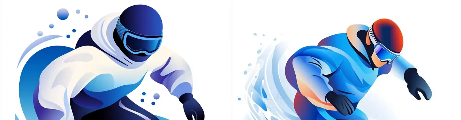 极简主义手绘冬天滑雪人物矢量艺术风格插图海报midjourney关键词咒语