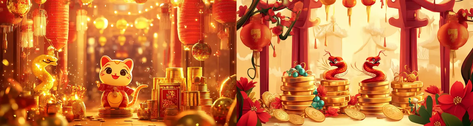 2025新年蛇年元旦春节3D立体卡通小蛇形象年货节场景海报midjourney关键词咒语