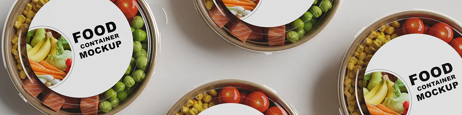 新鲜蔬菜水果沙拉美食外卖包装盒样机贴图psd设计素材模版Mockup