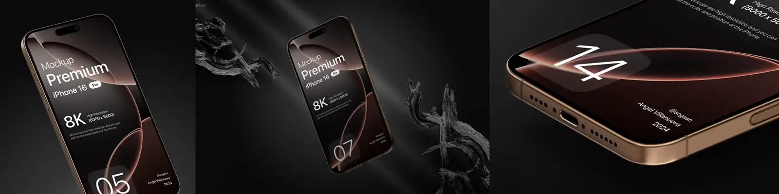 iPhone16 Pro Max移动手机展示样机贴图模型psd设计素材模版Mockup