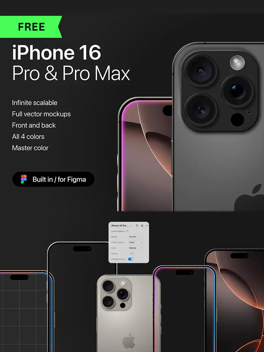 Midjourney - iPhone16 Pro移动手机展示逼真立体模型Figma矢量设计素材Mockup Mockup样机-Ai宇宙吧-