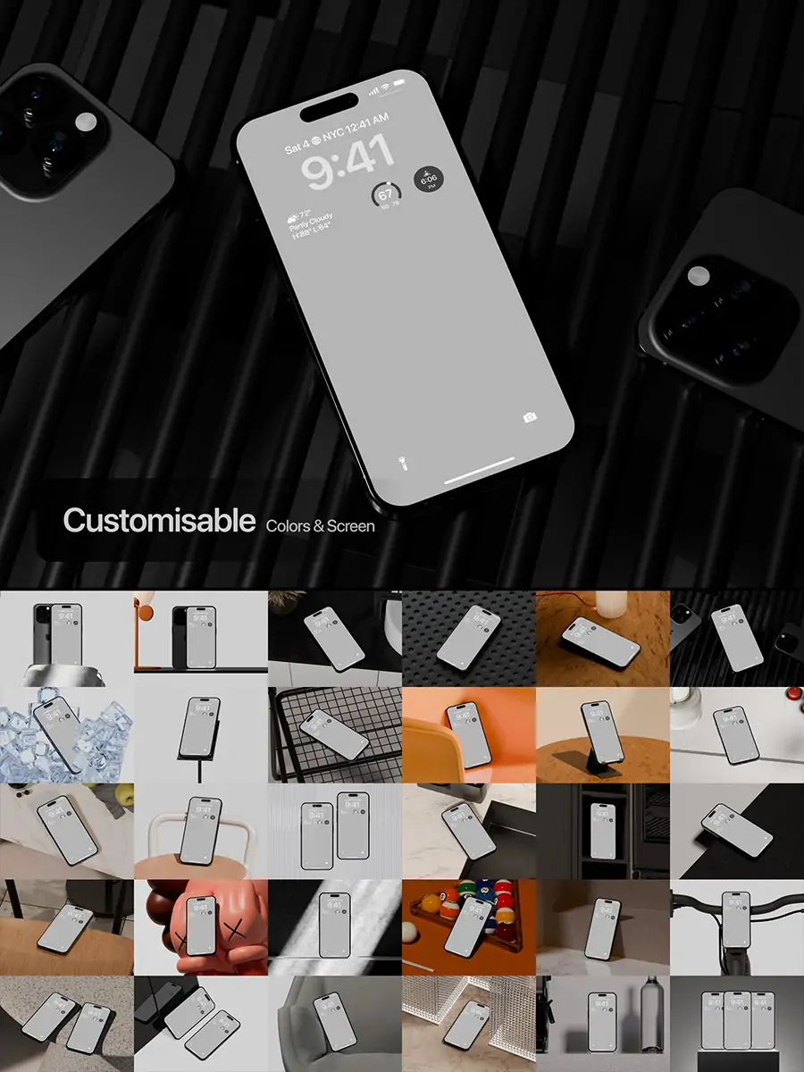 Midjourney - iPhone 16 Pro移动手机展示样机贴图psd分层设计素材模版Mockup Mockup样机-Ai宇宙吧-