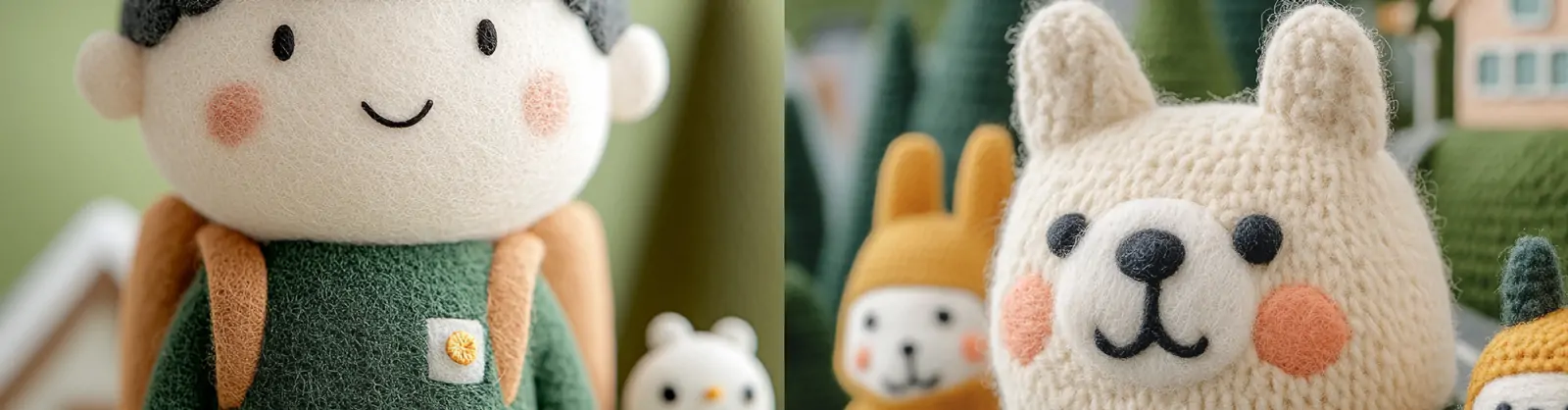 可爱卡通人物动物汽车羊毛毡手工艺品立体模型摄影海报midjourney关键词咒语