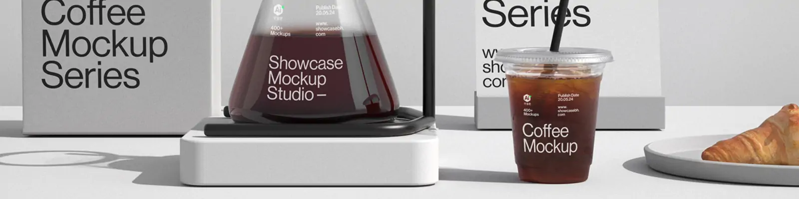 极简ins风咖啡品牌vi设计纸杯包装袋展示样机贴图psd模版Mockup