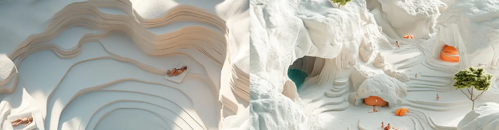 夏天大海沙滩立体沙雕模型微观场景摄影海报midjourney关键词咒语