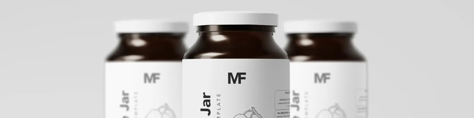 果酱食品药品玻璃瓶包装瓶展示样机贴图psd设计素材模版Mockup