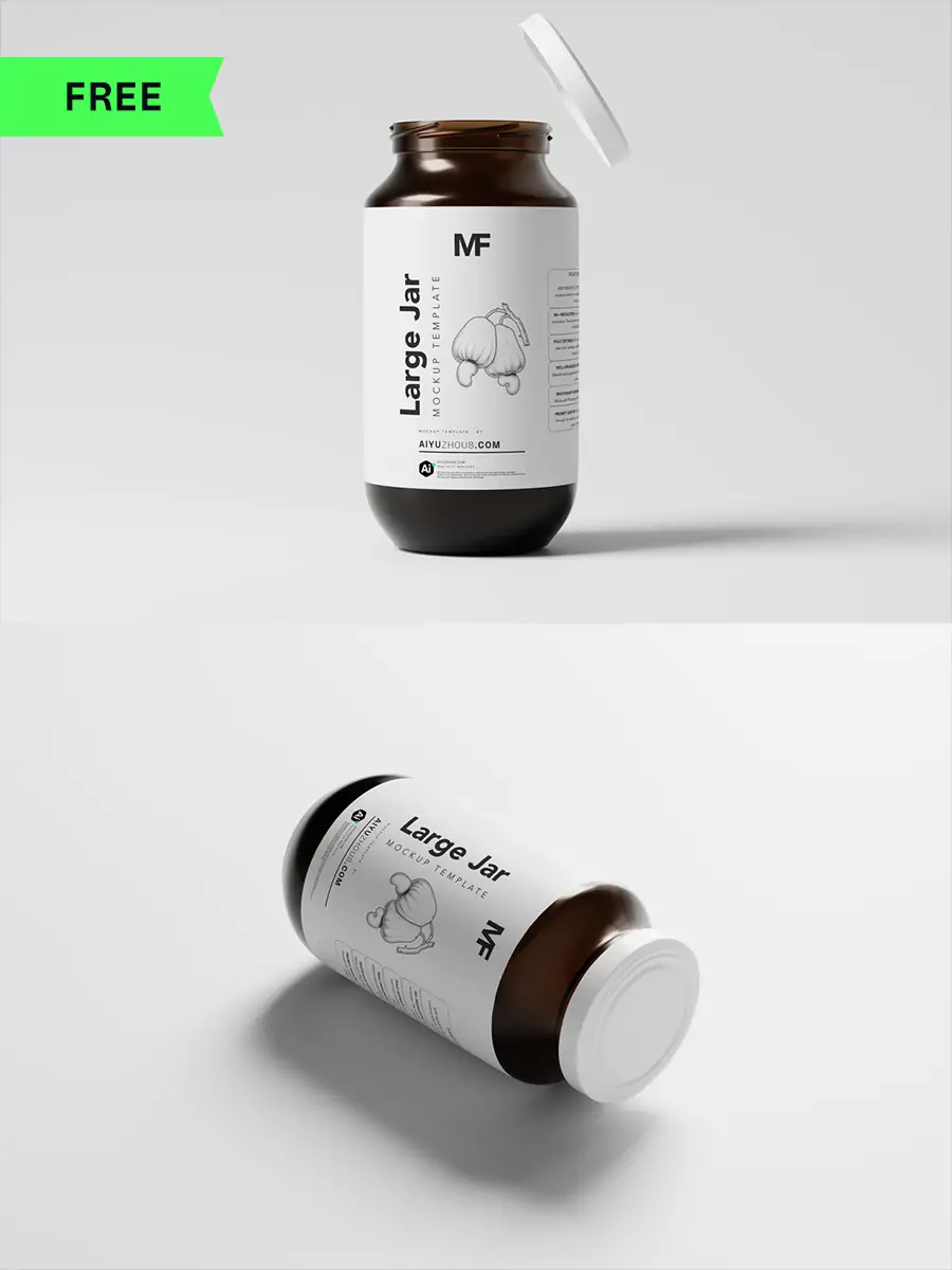 Midjourney - 果酱食品药品玻璃瓶包装瓶展示样机贴图psd设计素材模版Mockup Mockup样机-Ai宇宙吧-