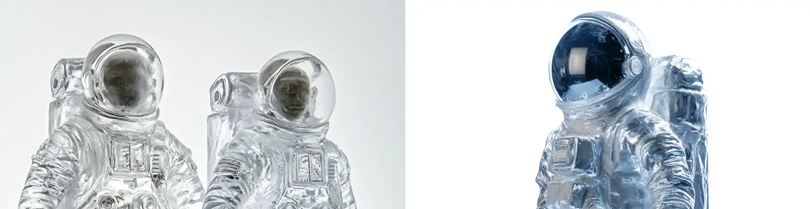 透明玻璃宇航员人物冰雕立体模型midjourney关键词咒语