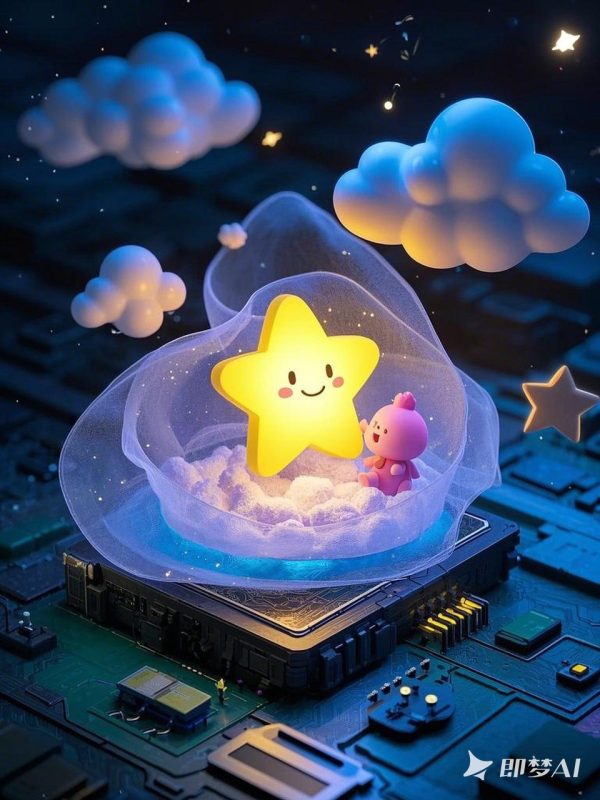 卡通发光可爱星星造型装饰ip玩偶角色-即梦ai关键词描述咒语-Ai宇宙吧-