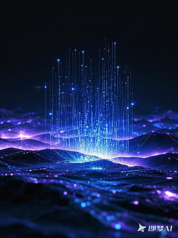 商务智能数字未来主义抽象粒子元素-即梦ai关键词描述咒语-Ai宇宙吧-