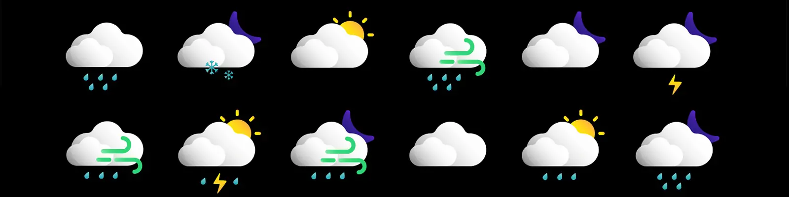 3D立体动感天气预报标志动画图标插图ai矢量设计素材模版