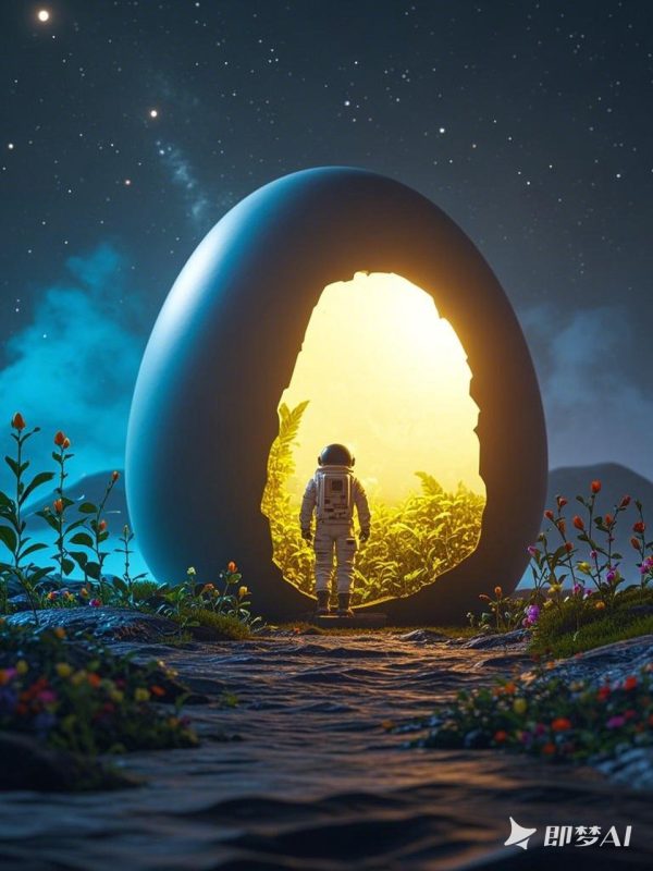 创意宇航员虚拟圆形立体空间凝望场景摄影海报-即梦ai关键词描述咒语-Ai宇宙吧-