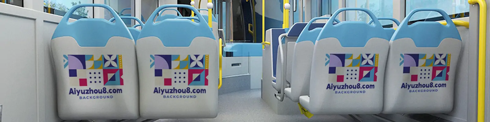 公交车大巴椅子靠背文创图案广告展示样机贴图psd素材模板Mockup