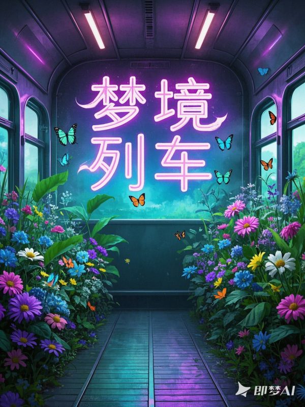 梦幻浪漫鲜花蝴蝶梦境列车场景摄影海报-即梦ai关键词描述咒语-Ai宇宙吧-