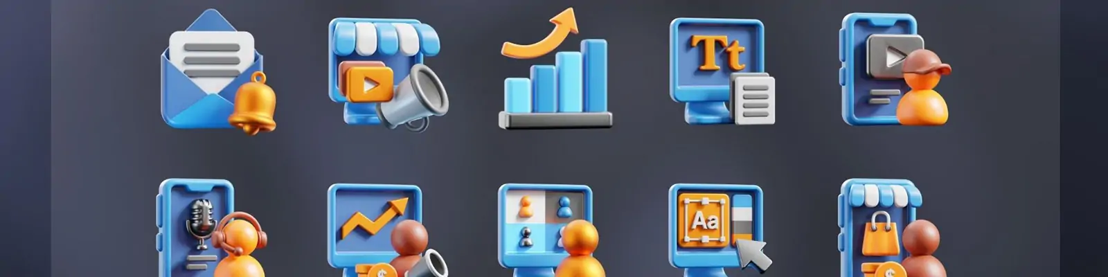 3D立体在线商务电商打折促销图标插图blender设计素材模型