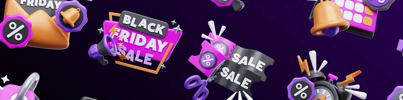 3D立体黑色星期五打折促销活动图标插图blender素材模型