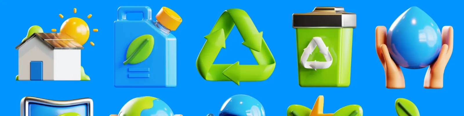 3D立体绿色生态地球环保png图标插图blender设计素材模型