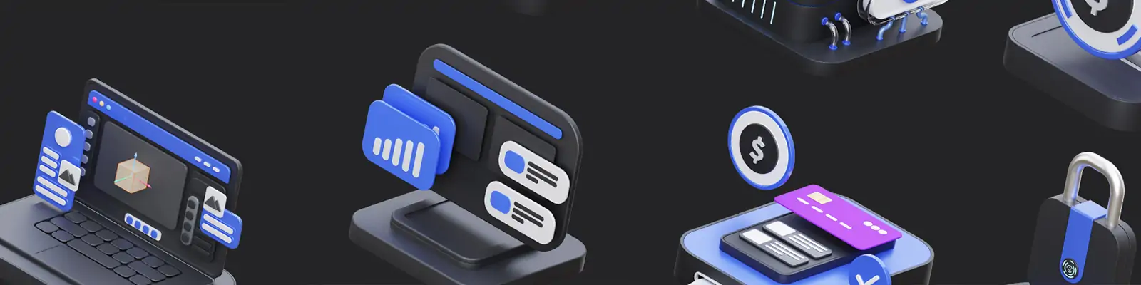 3D立体技术科技云存储元素png图标插图blender设计素材模型