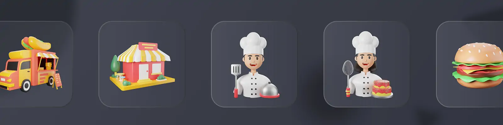 3D立体美食快餐汉堡果汁饮料图标插图blender设计素材模型