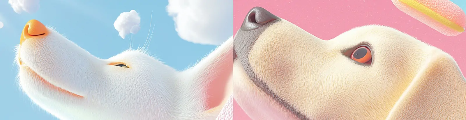 逼真立体可爱狗狗抬头插图海报midjourney关键词咒语