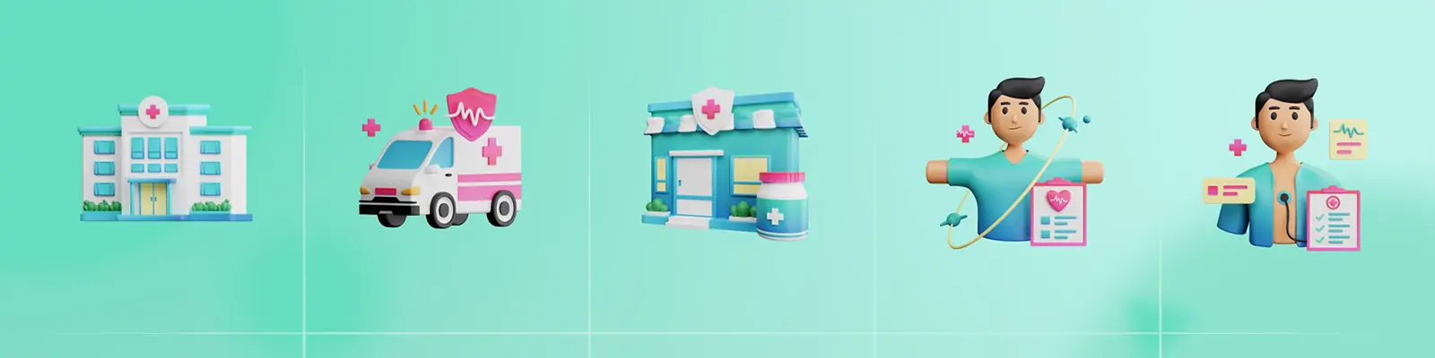 3D立体医疗健康保健医生护士图标插图blender设计素材模型