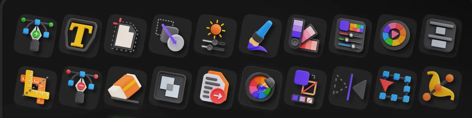 3D立体平面图形设计工具png图标插图blender设计素材模型