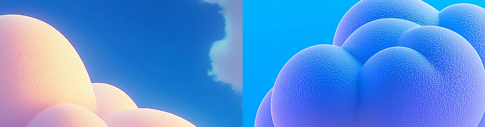 超现实主义彩色渐变蓝天白云逼真立体场景海报midjourney关键词咒语