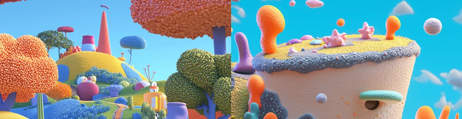 超现实主义彩色羊毛毡风格逼真立体场景海报midjourney关键词咒语