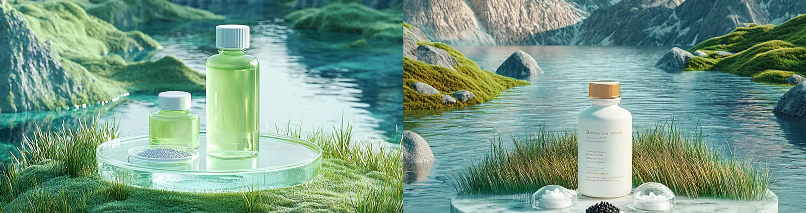 天然化妆品护肤品自然山水场景产品广告摄影海报midjourney关键词咒语