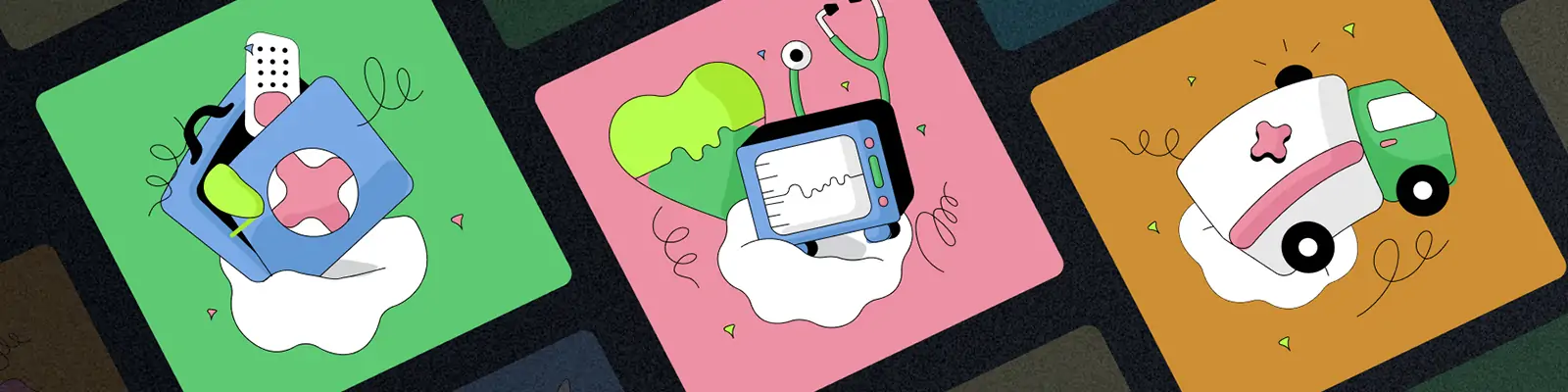 手绘卡通线条医疗健康保健插图ai矢量设计素材Figma模版lllustration