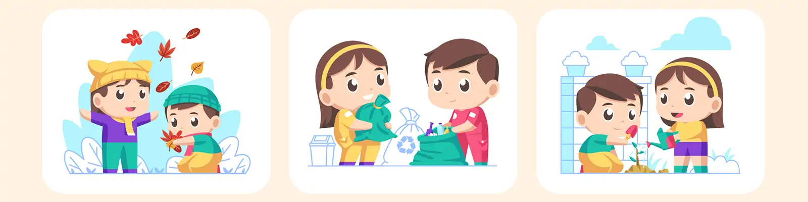 手绘可爱卡通儿童游戏玩耍场景png插图海报ai矢量设计素材模版lllustration