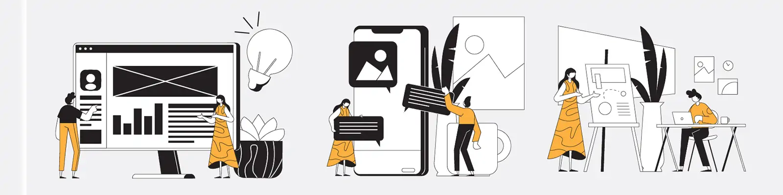 手绘卡通企业管理数据分析团队合作svg插图ai矢量设计素材模版lllustration