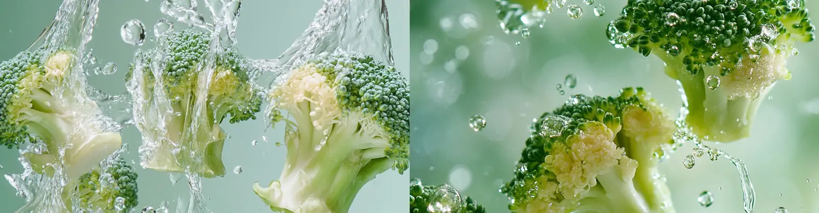 创意新鲜蔬菜西蓝花落入水中水花飞溅活力视觉广告摄影海报midjourney关键词咒语