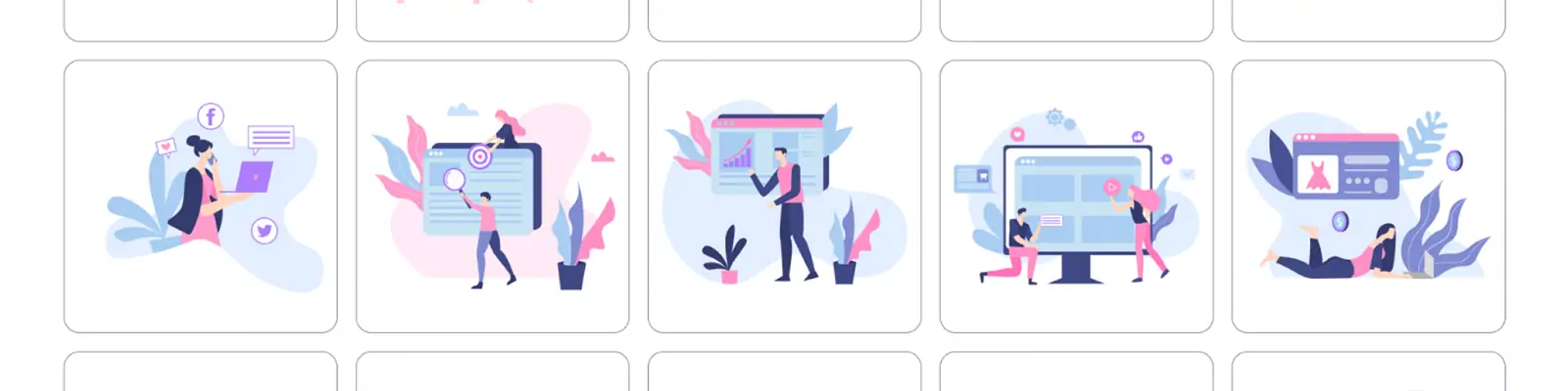 手绘卡通商务电商营销工作人物插图海报ai矢量设计素材模版lllustration