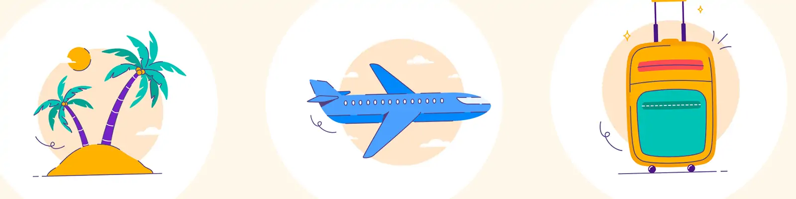 手绘卡通旅行度假飞机地图元素插图海报ai矢量设计素材模版lllustration