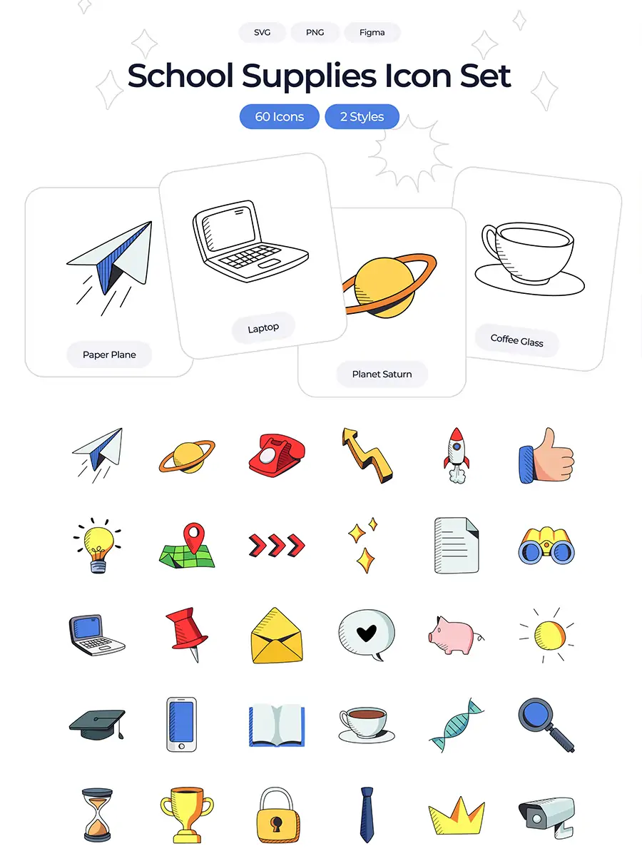 Midjourney - 手绘卡通儿童学生教育学校用品线稿插图svg矢量设计素材模版lllustration Illustrations矢量-Ai宇宙吧-