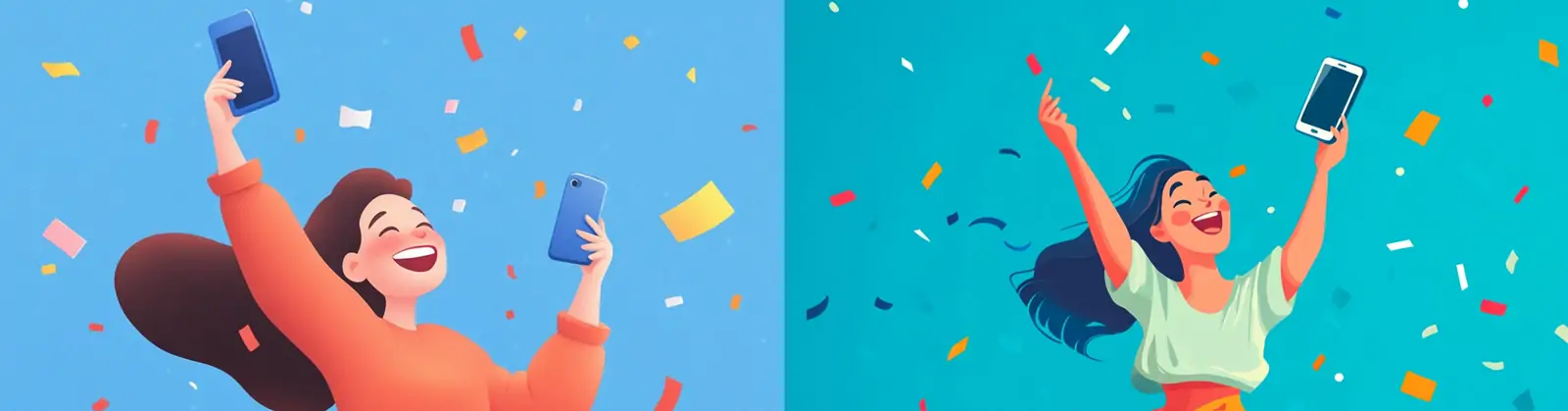 手绘可爱卡通女孩欢呼庆祝插图绘画海报midjourney关键词咒语