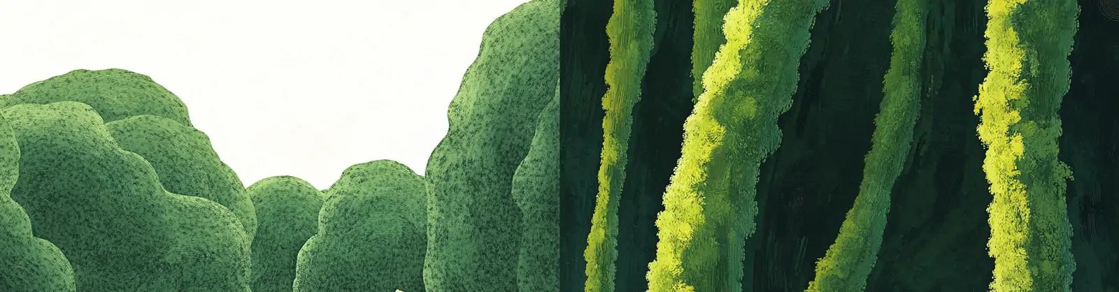 手绘绿色巨大树木房屋男孩女孩自行车童话故事场景插图海报midjourney关键词咒语