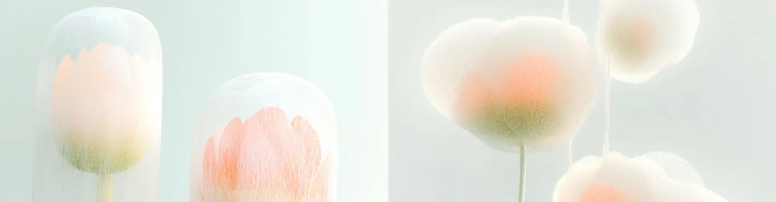 创意柔和冰冻牡丹鲜花立体模型摄影海报midjourney关键词咒语