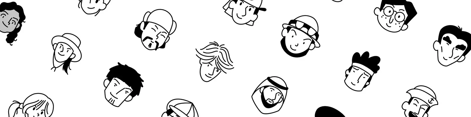 手绘简约线条卡通人物头像黑白线稿图标插图eps矢量设计素材模版llustration